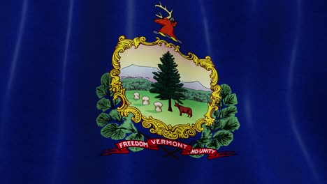 waving vermont full flag loop moving in slow motion. 4k 3d animation looping.