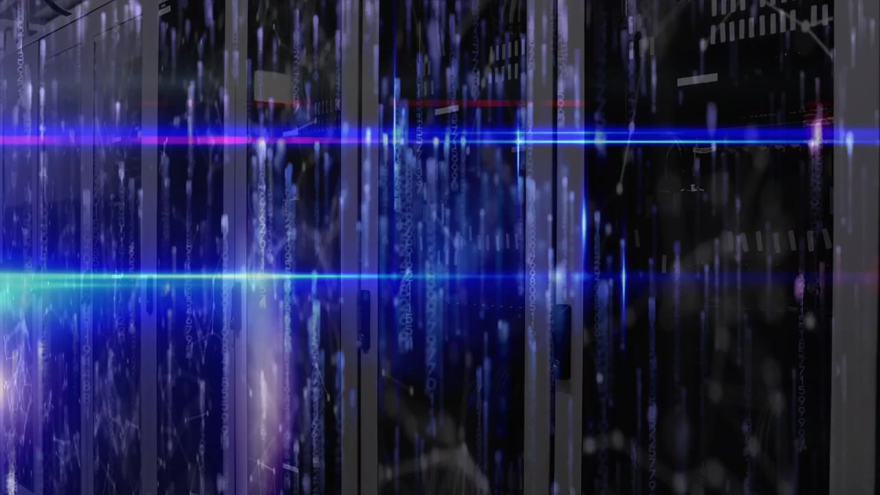 Animation of lights falling over servers