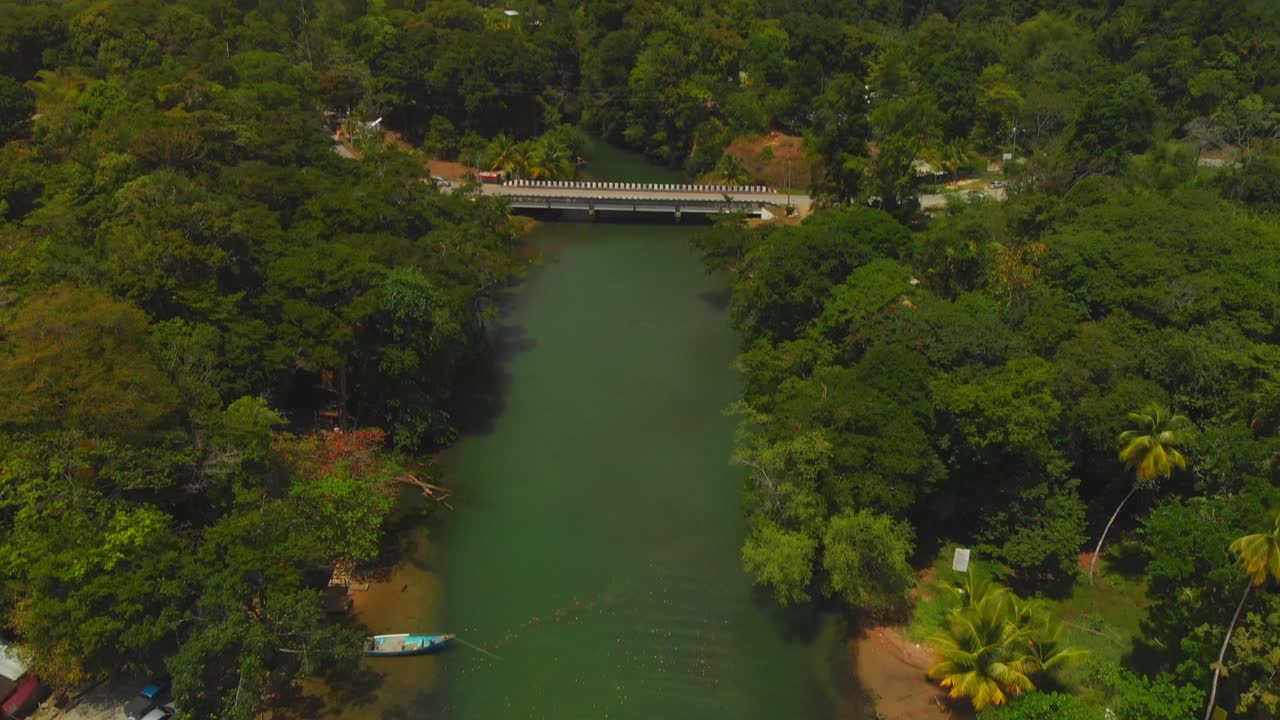 Aerial footage of river flowing into the sea at Saline Bay located on the northcoast of Trinidad and Tobago