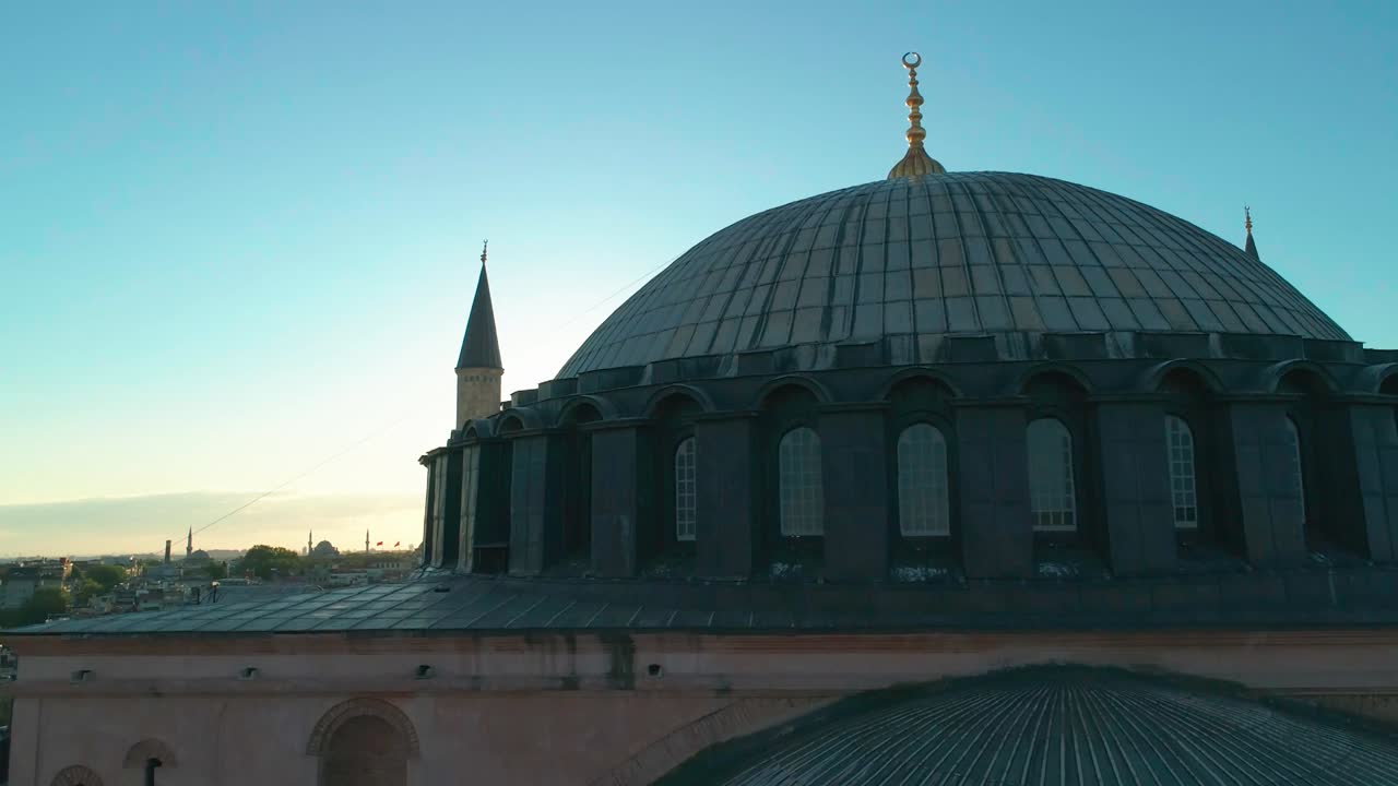 hagia sophia imágenes de avión no tripulado al atardecer