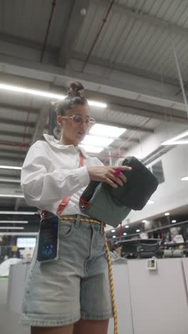 mujer comprando bolsas