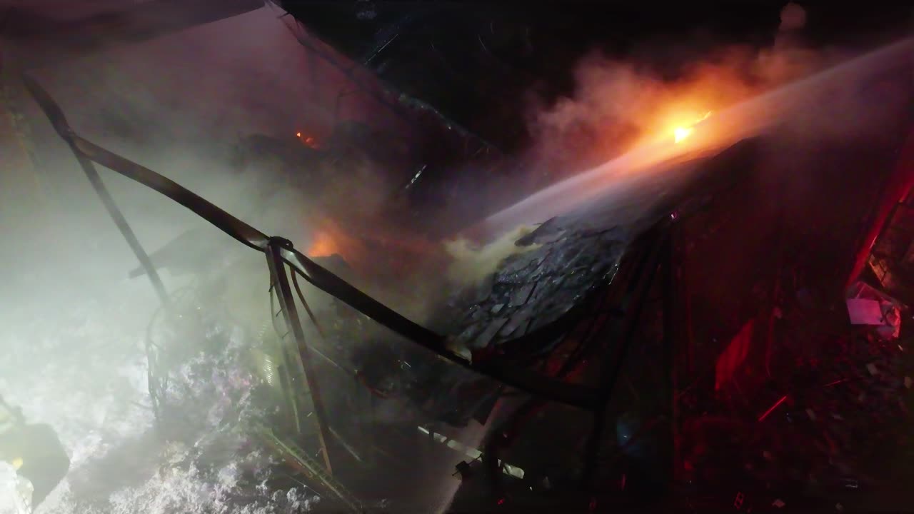 Polymer Plant Factory Burns to Ground as Fire Fighters Hose it Down