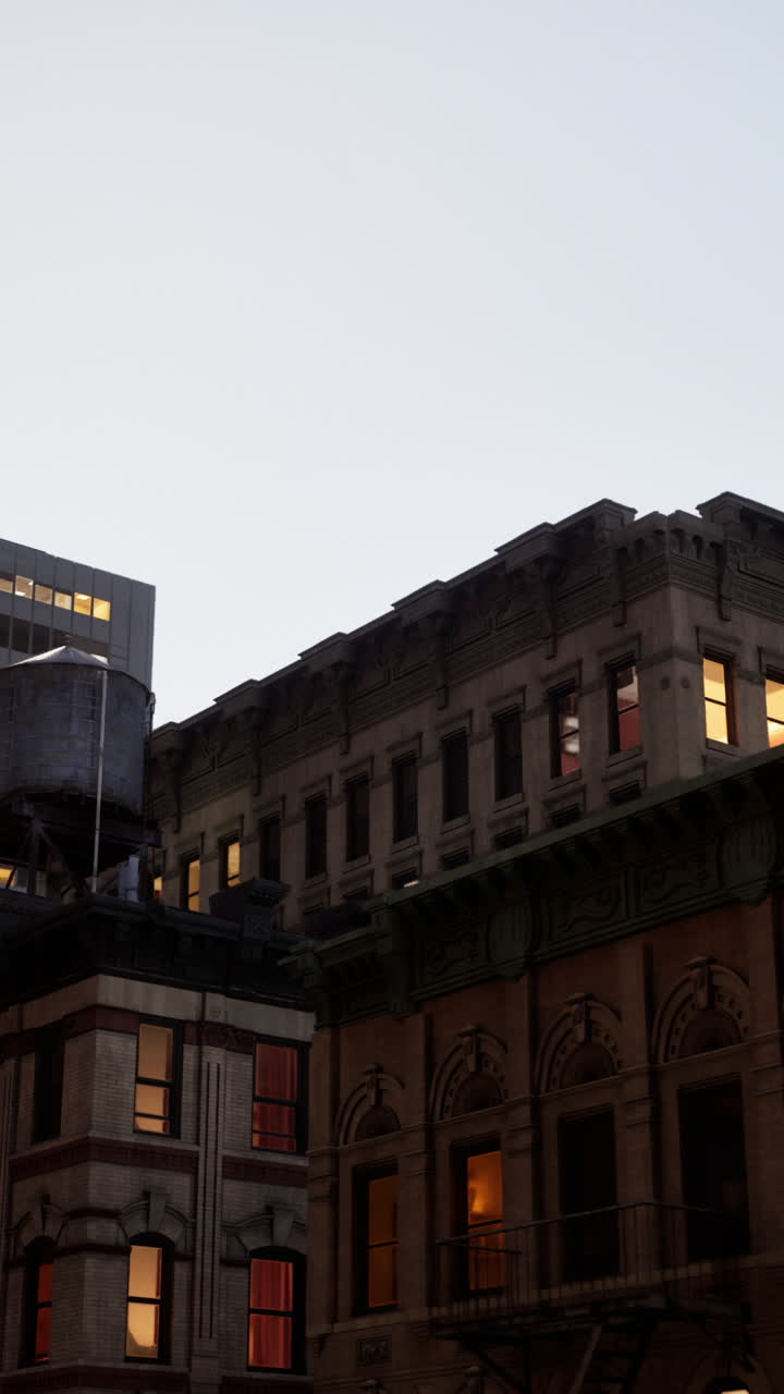 A View of Old Buildings in New York City at Night