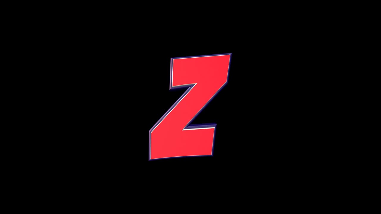 letra cómica del alfabeto z, con alfa mate, bucle