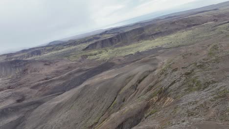 aerial view of a rugged volcanic landscape
