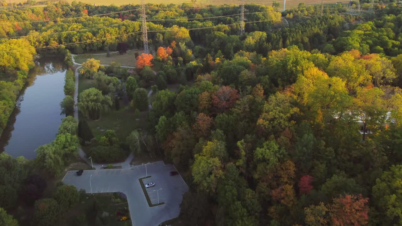 Sunrise Over Autumn Forest in Ontario Great Lakes Region