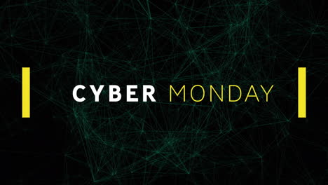 animation of cyber monday sale text over networks of connections
