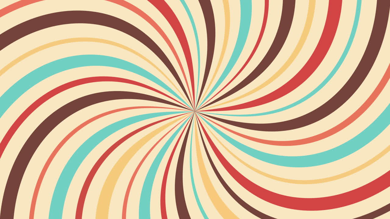 Sfondo rotante retrò con linee ipnotiche vorticose e colorate