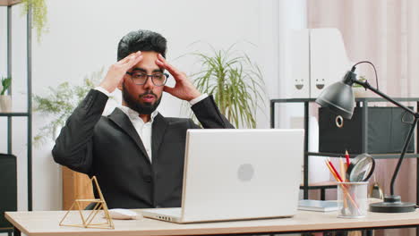 business man working on laptop loses becoming surprised sudden lottery results bad news fortune loss