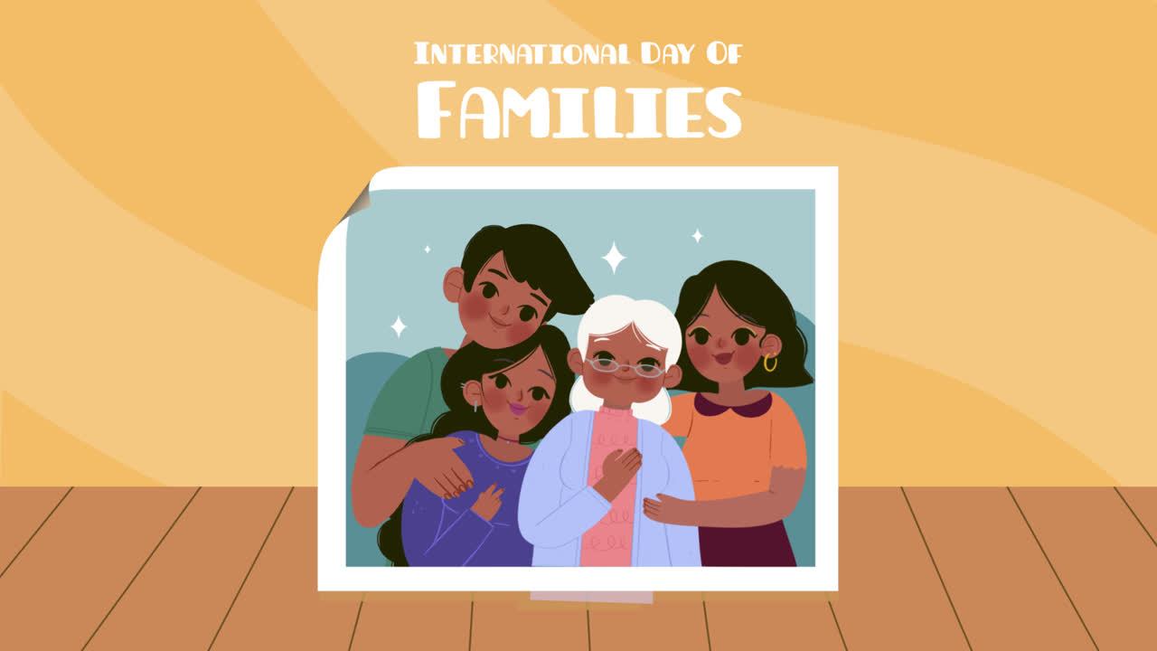 손으로 그린 국제 가족의 날 일러스트레이션의 애니메이션