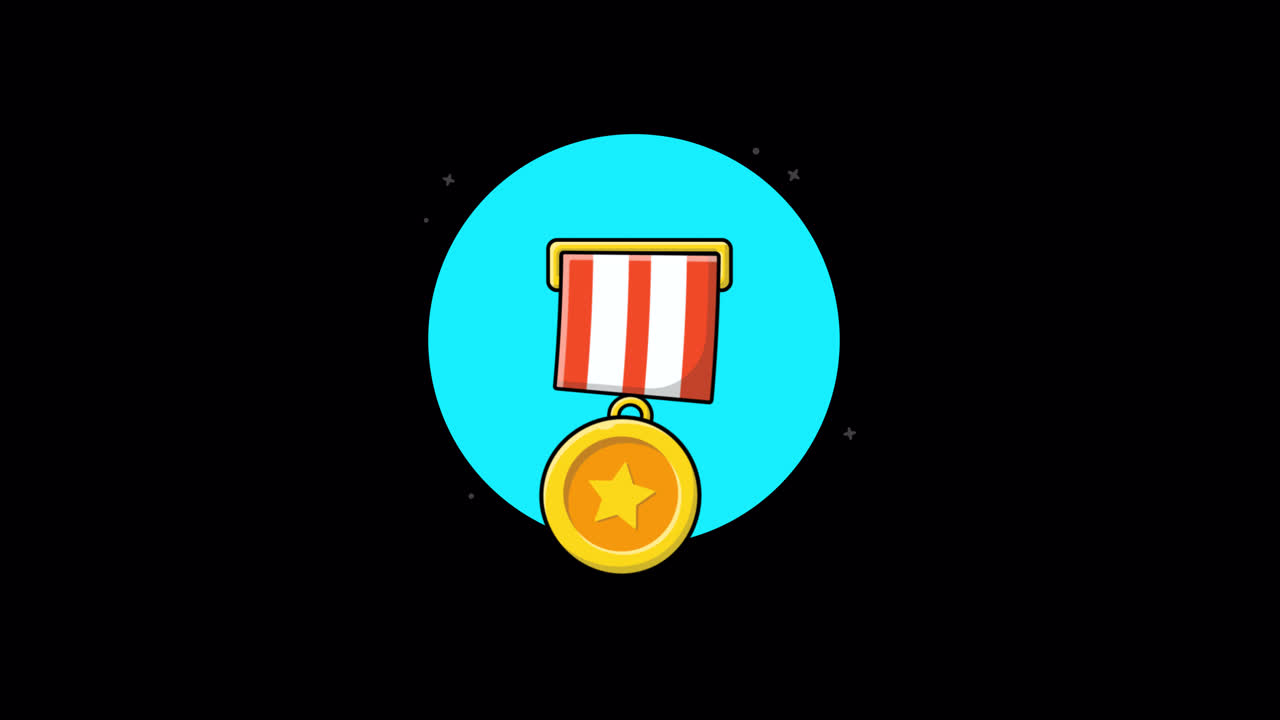 Animated Gold Medal with Star and Ribbon