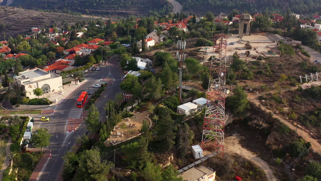 Aerial footage Close to Radio and cellular Antenna