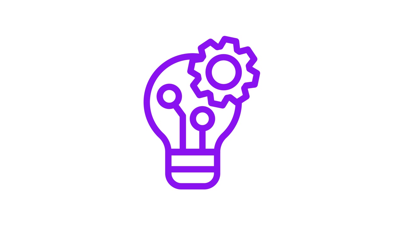 Lightbulb with Rotating Gear Symbolizing Idea and Process