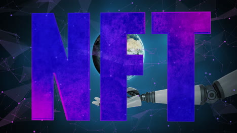 animación de nft sobre el globo y el brazo del robot