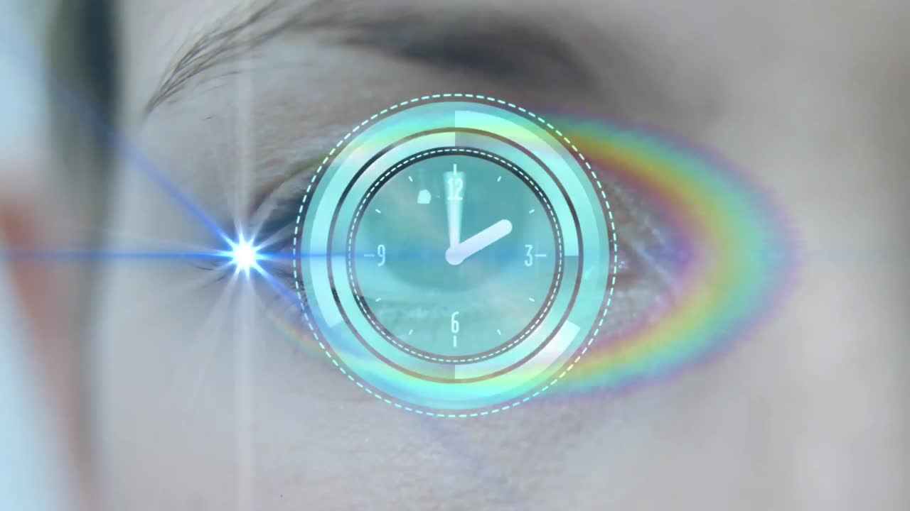 눈 위로 움직이는 시계의 애니메이션