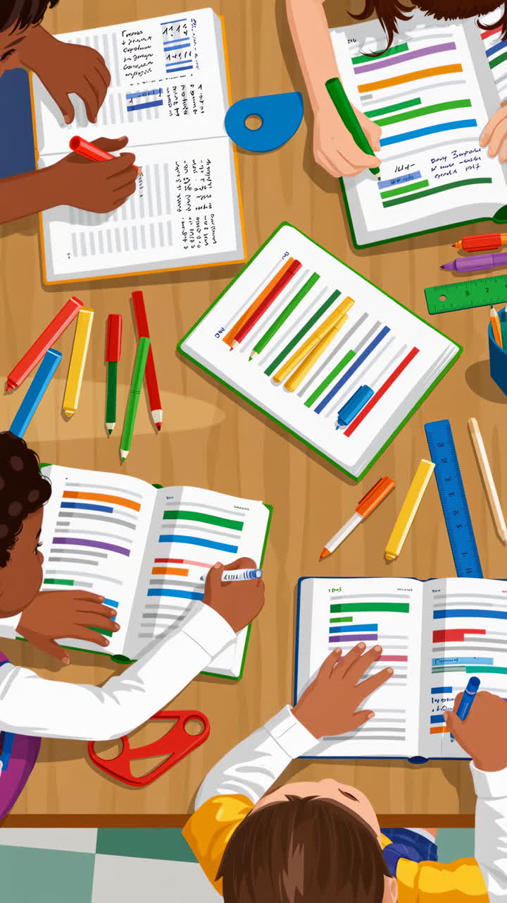 Children Studying at a Table