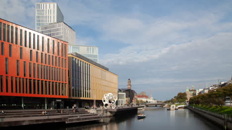 Malmo-Downtown-cityscape-canal-promenade