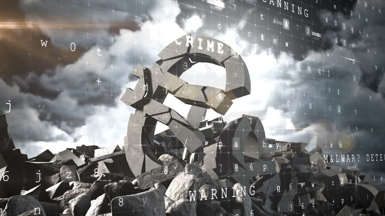 미래의 디지털 스크린에 대한 붕괴된 유로 표지판