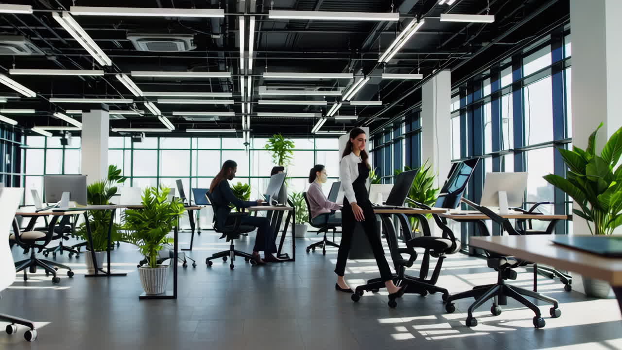 Modern Office Environment with Business Professionals Working