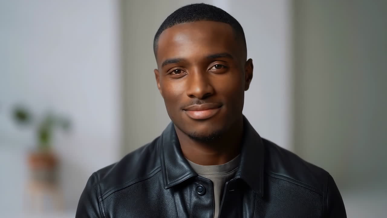 Portrait of a man in a leather jacket