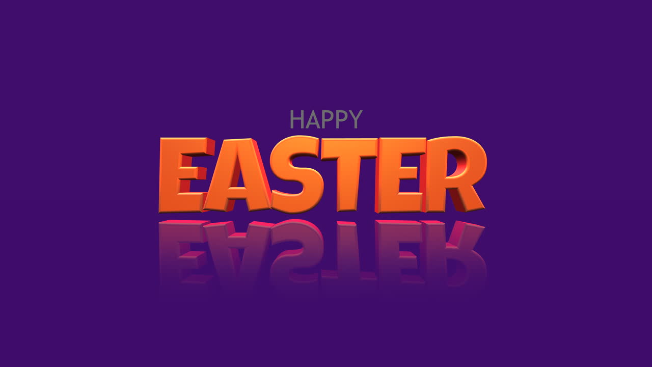 Buona Pasqua arancione riflettente su sfondo viola vibrante