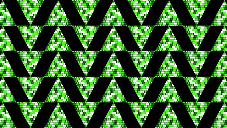 Animazione di triangoli verdi mutevoli su sfondo nero