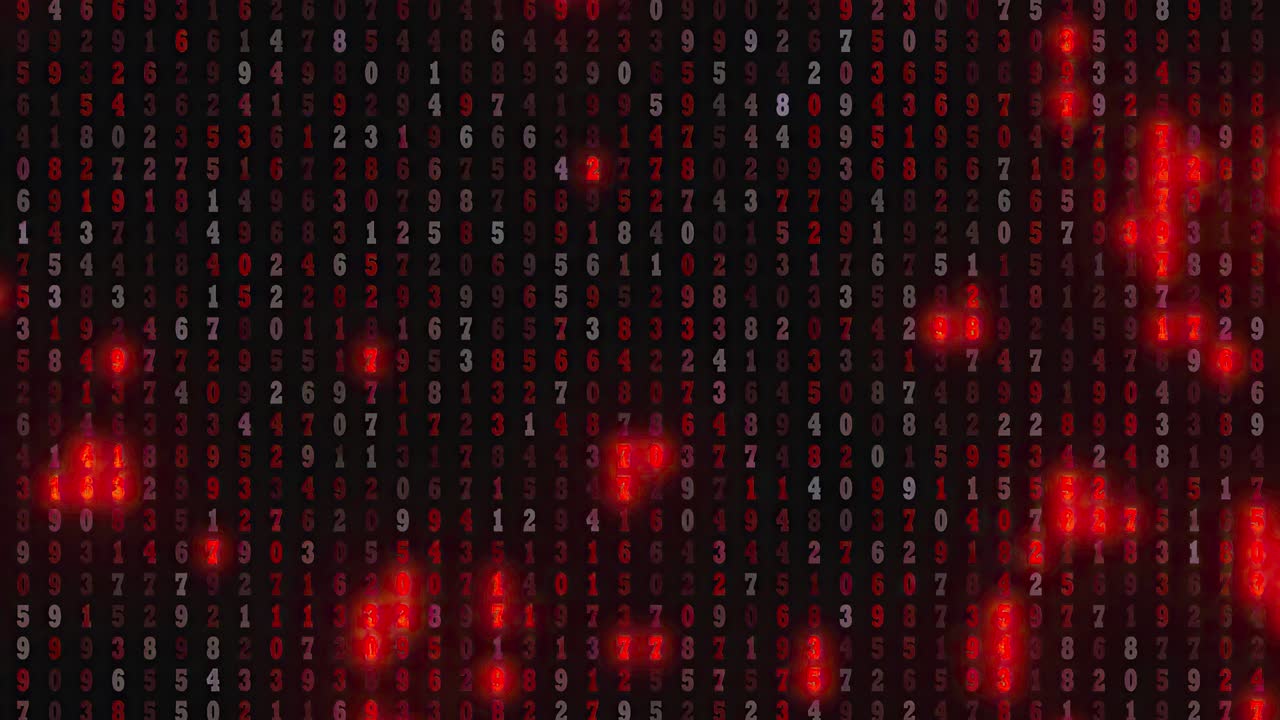 Red colored binary code background - seamless looping