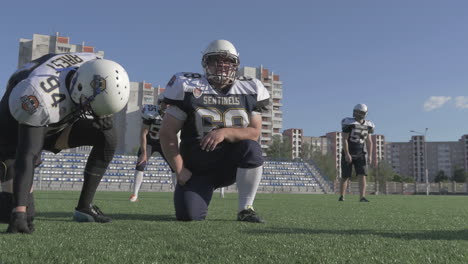 american football players in practice