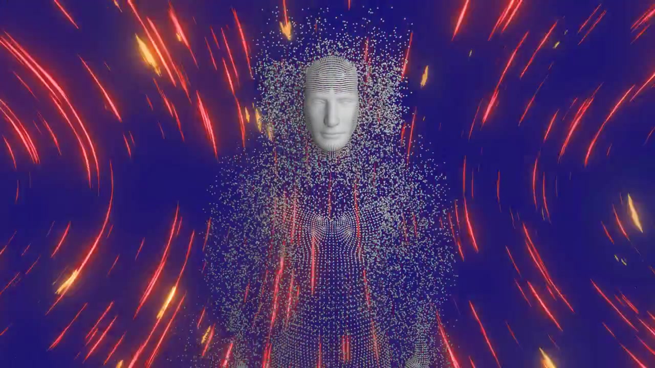 Animation of digital human model over light trails