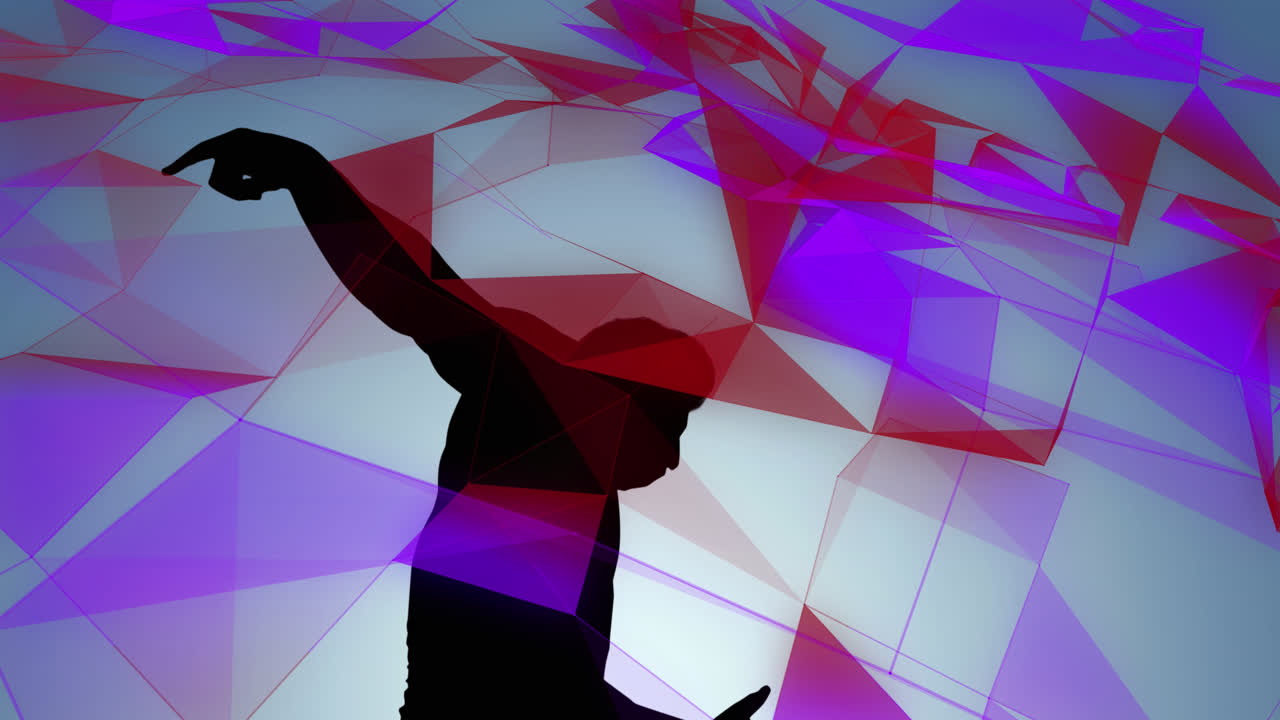 animación de formas sobre silueta de hombre sobre fondo gris