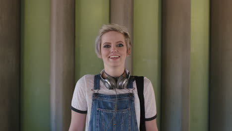 portrait of young college student smiling cheerful confident alternative