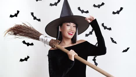 woman in a halloween witch costume