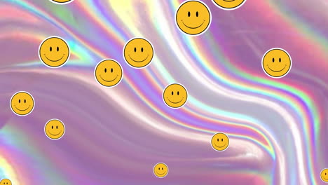 animación de iconos emoji sobre un fondo en movimiento