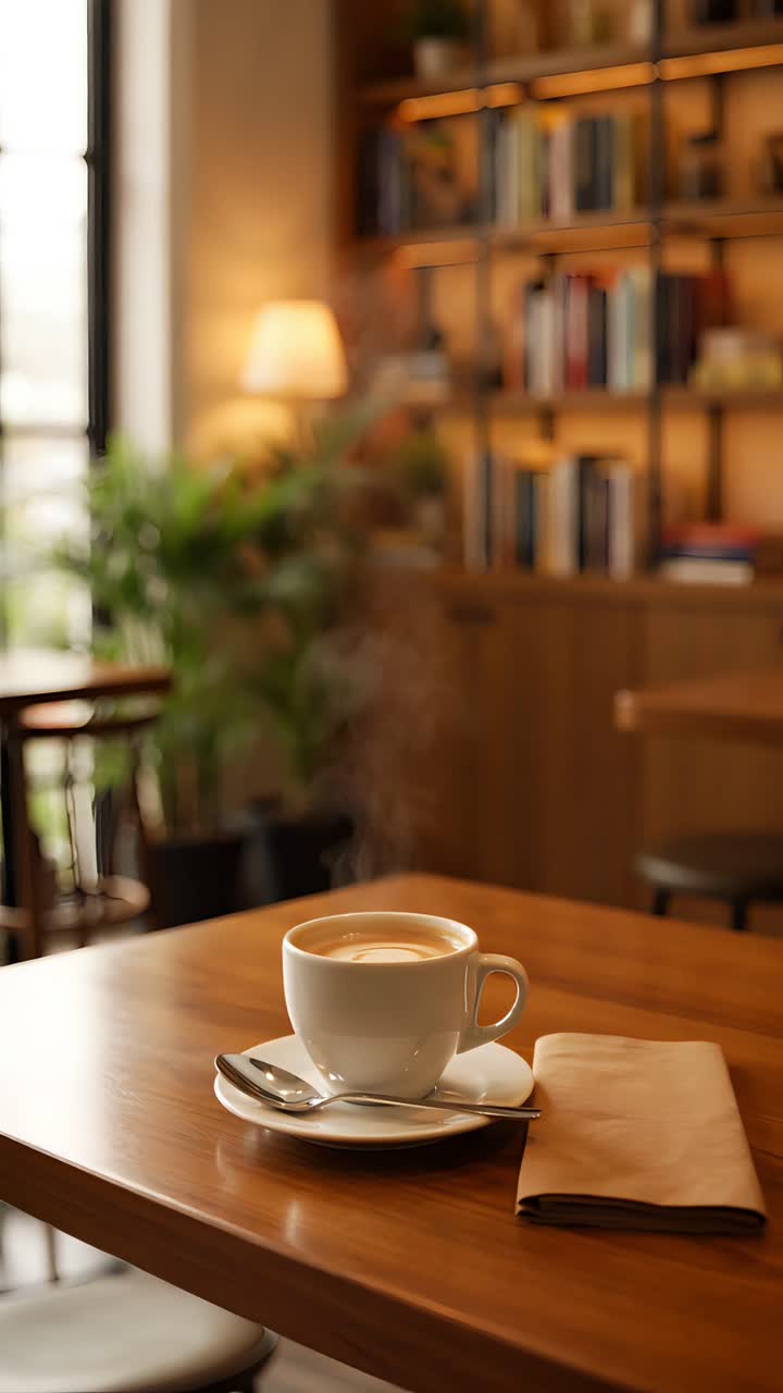 Interno di caffè estetico con atmosfera accogliente 4K