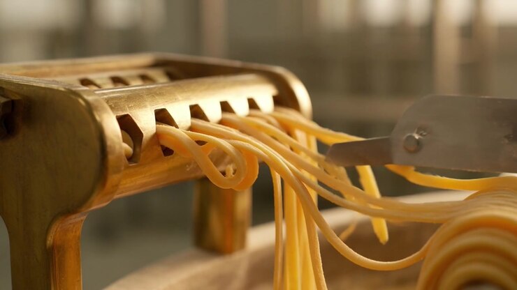 Pasta fresca estrusa da macchina con trafila in ottone