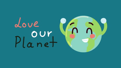 save or planet lettering with earth character