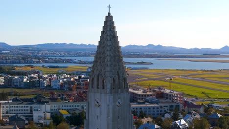 Rotating-clock-of-Hallgrímskirkja-Church-which-dominates-the-southeast-of-downtown-Reykjavik