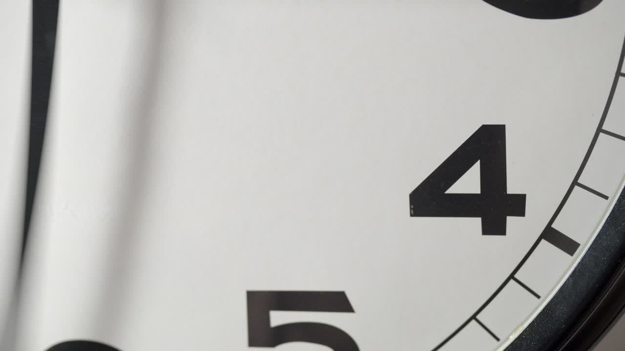 White Clock Face Close Up in Time Lapse on White Wall