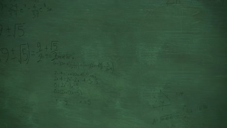 mathmatical calculations in black moving over a green chalkboard background 4k