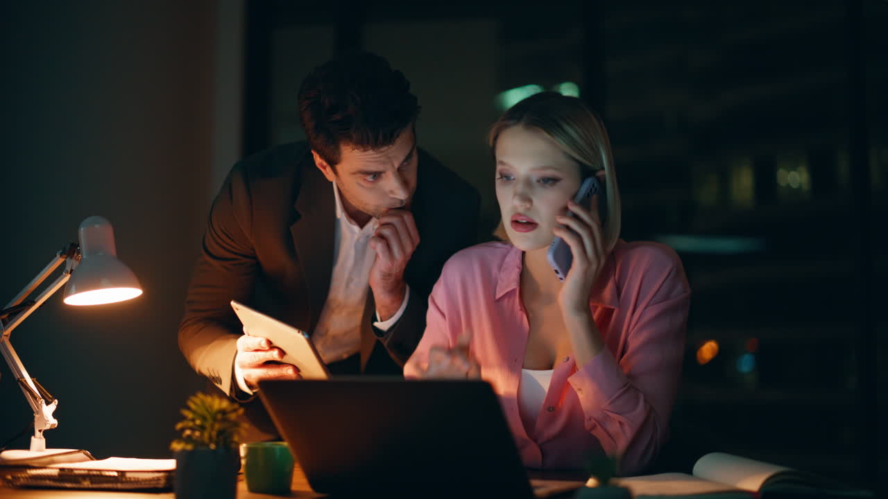 Team working late in the office