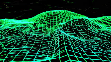 abstract green wireframe grid landscape