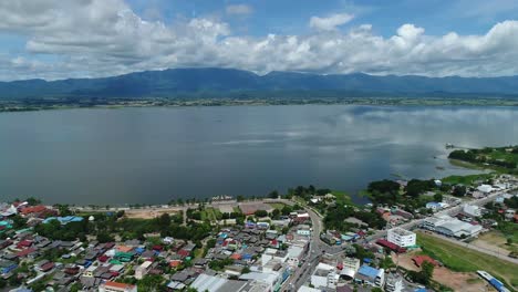 drone footage showing the peaceful river and the coast in sunny weather