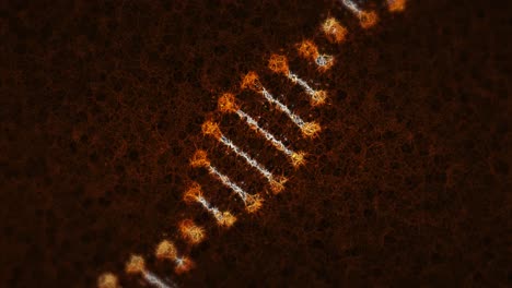 animación de distorsión digital 3d naranja y blanco doble hélice de adn