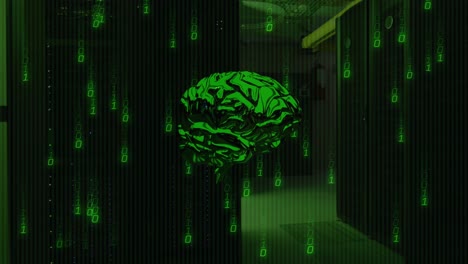Animation-of-data-processing-and-digital-brain-over-server-room