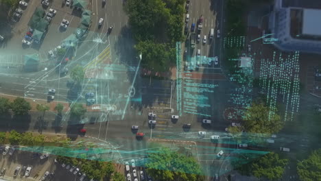 animación del procesamiento de datos sobre el paisaje urbano