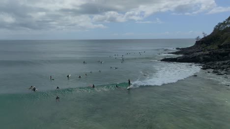 noosa drone tea tree beach on a sunny day, australia