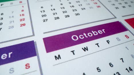 october 2022. calendar for 2022. september and october macro. with very important day's in a week. hollydays. independence day. halloween, mother's day. business days and holidays. weekend in macro shot