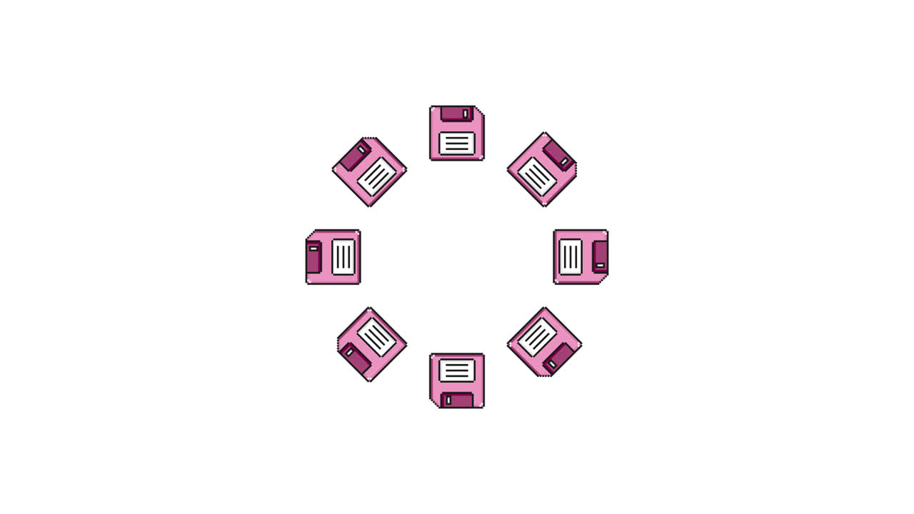Pixel Art Floppy disc Spinning Animated Overlay Transparent 30fps (1)