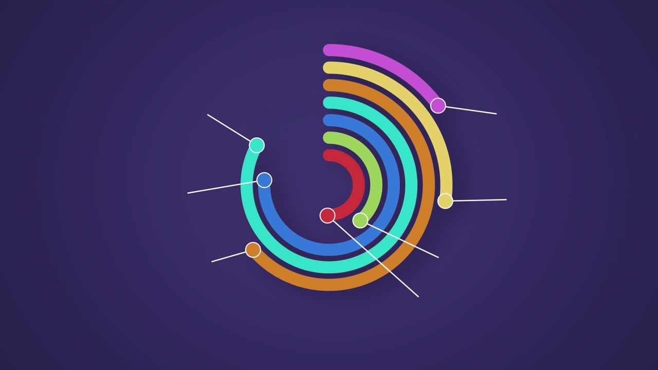 Colourful curved lines on dark blue background