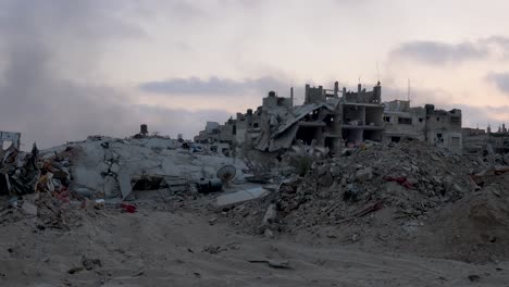 destroyed area in gaza city after the withdrawal of the israeli forces
